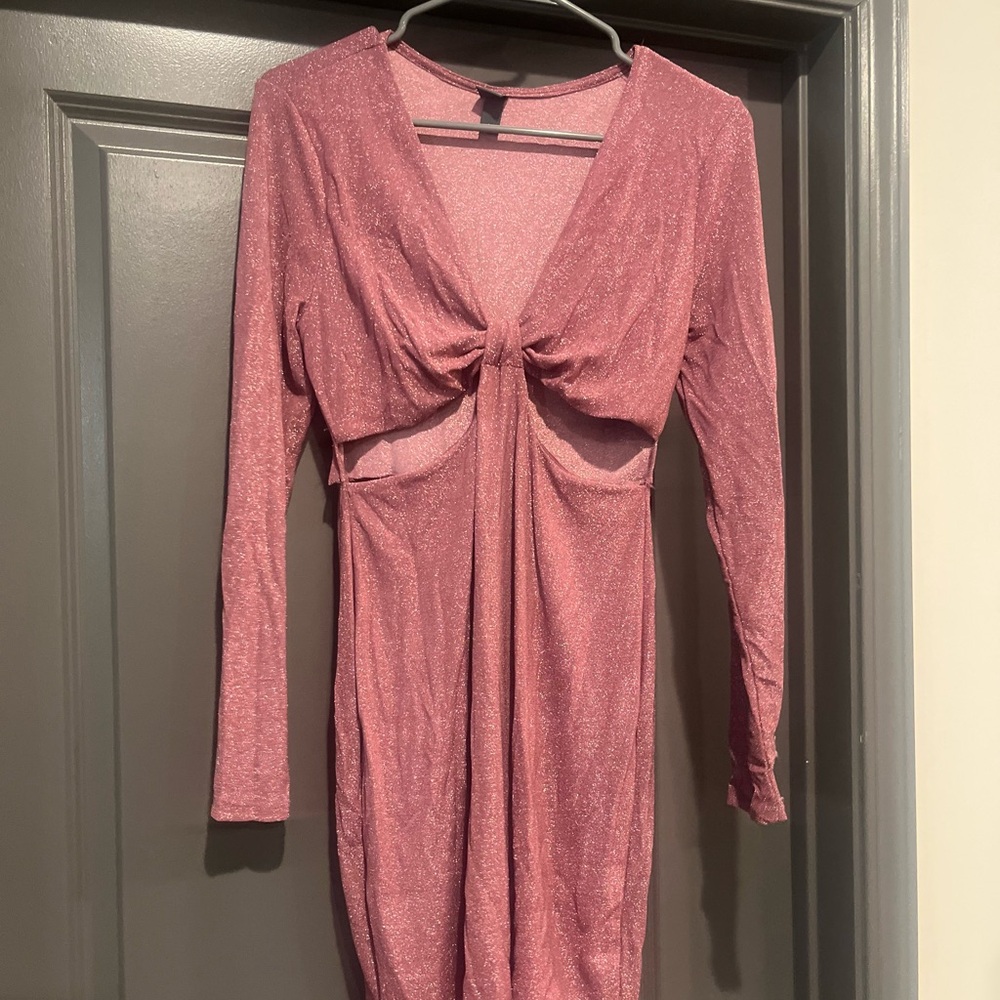 Elegant Pink Long Sleeve Dress
